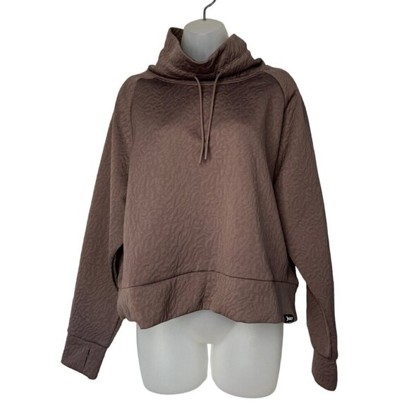 Juicy Couture Sport Cropped Quilt Top High Neck SZ XL Gym Mauve Taupe NEW - Picture 1 of 11